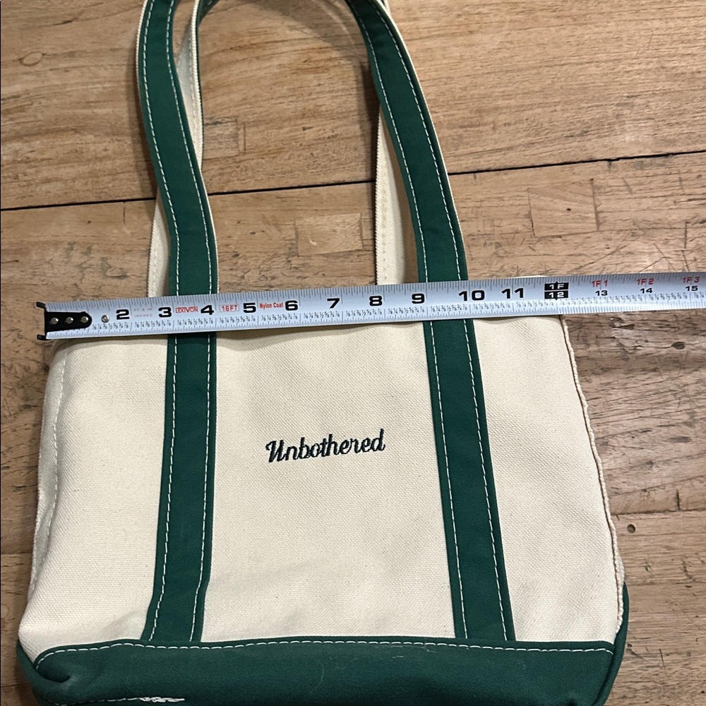 L.L. Bean Small Boat and Tote Zip Top – Green Trim “Unbothered” | Made in USA - Picture 4 of 9